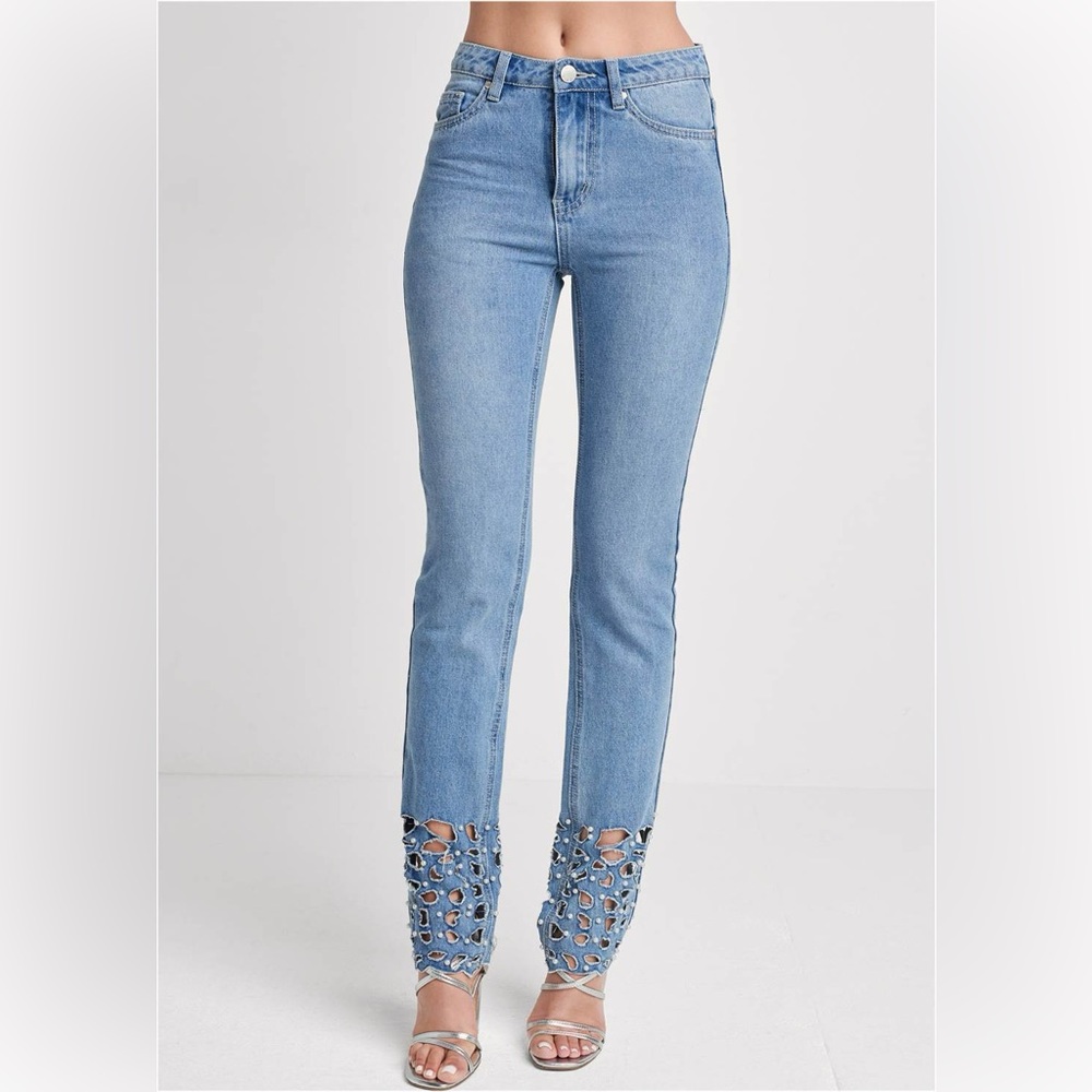 Venus Laser Cut Straight Leg Rigid Jeans (new w/o tags)